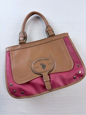 U.S. Polo Assn. Tan and Pink Two-Tone Top-Handle  Bag